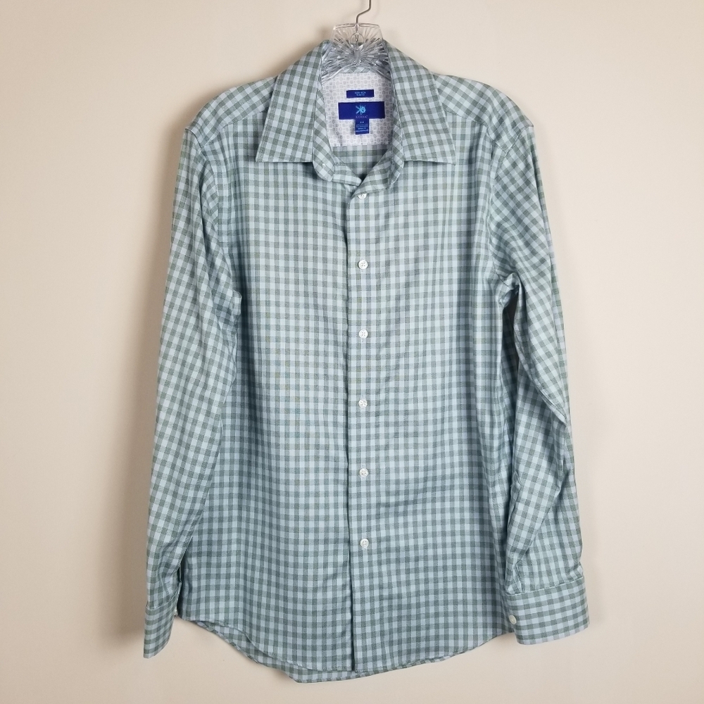 Egara Long Sleeve Checked Dress Shirt M Slim Fit Excellent